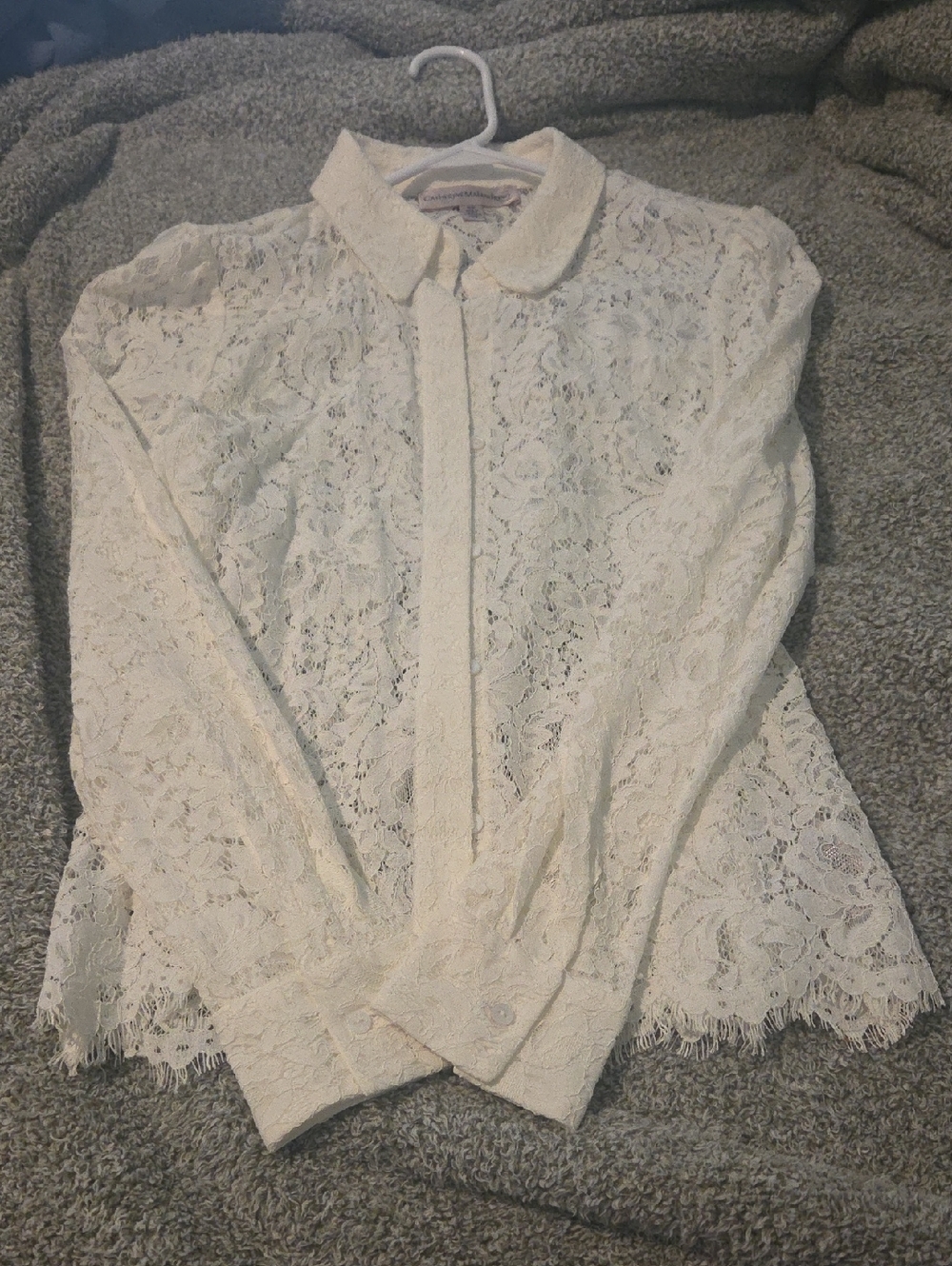 NWOT Catherine Malandrino Ivory Lace Button-Down Shirt Medium
